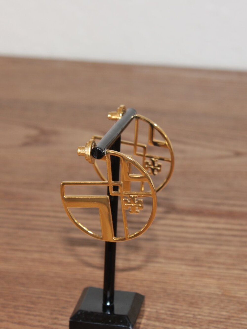 Tory Burch Gold Geometric Logo Drop Earrings NWT